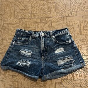 Refuge Distressed Blue Jean Shorts